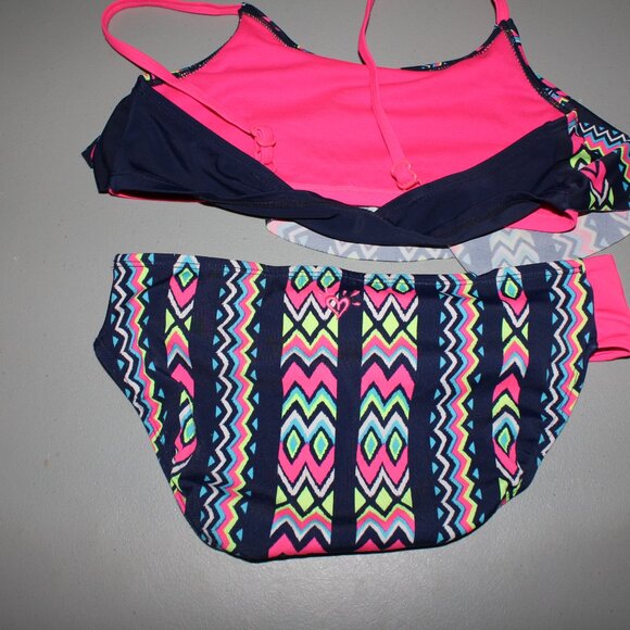 Multi Color 2 Pcs Justice Bikini Swimsuit Size 14 - Picture 5 of 11